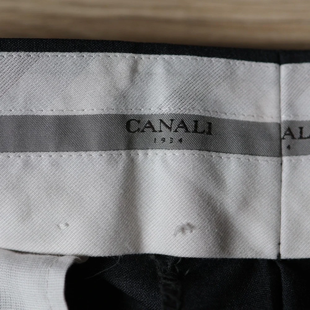 Canali Dress Pants Mens 37x27 Gray Wool Pleated Dress Trousers Slacks Preppy